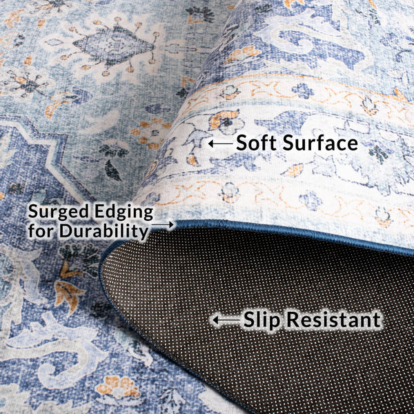 Safavieh Tucson Versatile Machine Washable Rug - Stylish Slip Resistant Design Perfect For Any Space Light Blue ,Blue Polyester Pile Tsn118l-26