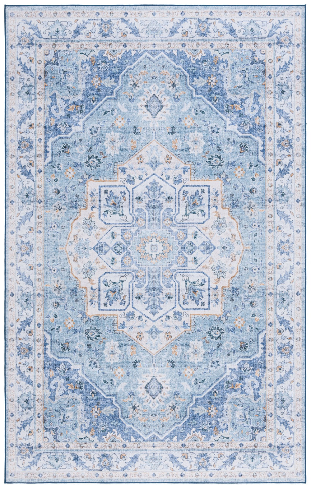 Safavieh Tucson Versatile Machine Washable Rug - Stylish Slip Resistant Design Perfect For Any Space Light Blue ,Blue Polyester Pile Tsn118l-26