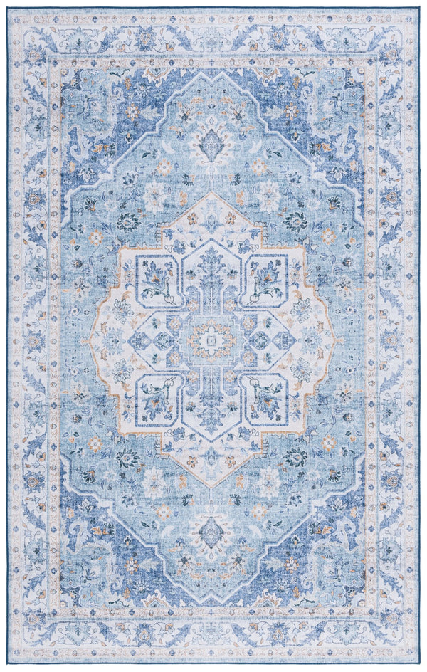 Safavieh Tucson Versatile Machine Washable Rug - Stylish Slip Resistant Design Perfect For Any Space Light Blue ,Blue Polyester Pile Tsn118l-26