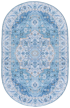 Safavieh Tucson Exquisite Round Area Rug - Elegant Design, Machine Washable, Slip Resistant & Durable Comfort Light Blue ,Blue Polyester Pile Tsn118l-10sq