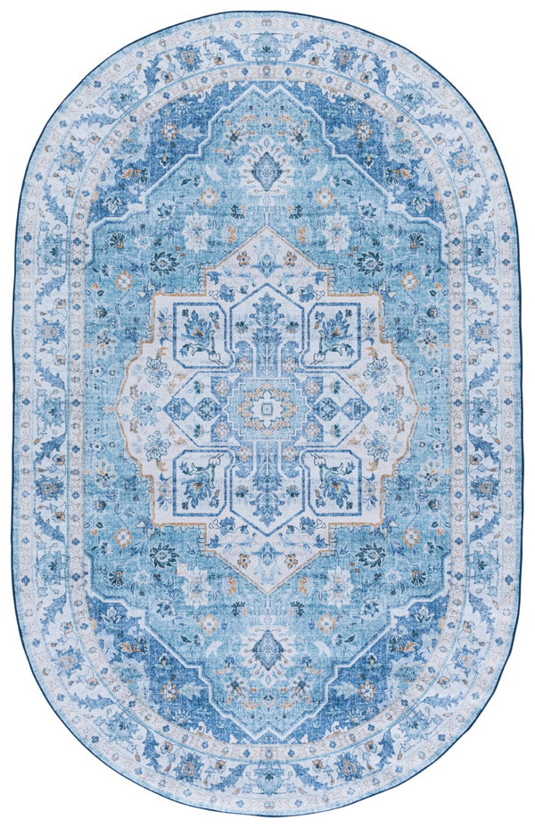 Safavieh Tucson Exquisite Round Area Rug - Elegant Design, Machine Washable, Slip Resistant & Durable Comfort Light Blue ,Blue Polyester Pile Tsn118l-10sq
