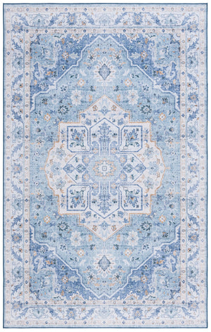 Safavieh Tucson Exquisite Round Area Rug - Elegant Design, Machine Washable, Slip Resistant & Durable Comfort Light Blue ,Blue Polyester Pile Tsn118l-10sq