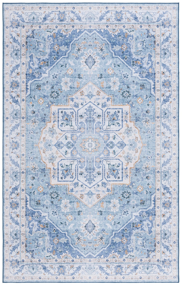 Safavieh Tucson Exquisite Round Area Rug - Elegant Design, Machine Washable, Slip Resistant & Durable Comfort Light Blue ,Blue Polyester Pile Tsn118l-10sq