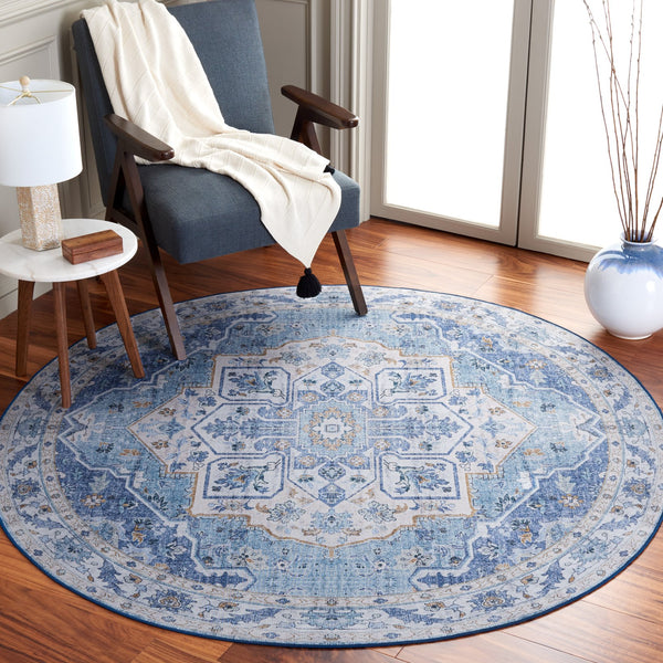 Safavieh Tucson Versatile Machine Washable Rug - Stylish Slip Resistant Design Perfect For Any Space Light Blue ,Blue Polyester Pile Tsn118l-26