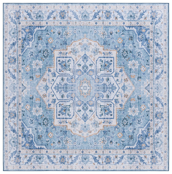 Safavieh Tucson Versatile Machine Washable Rug - Stylish Slip Resistant Design Perfect For Any Space Light Blue ,Blue Polyester Pile Tsn118l-26