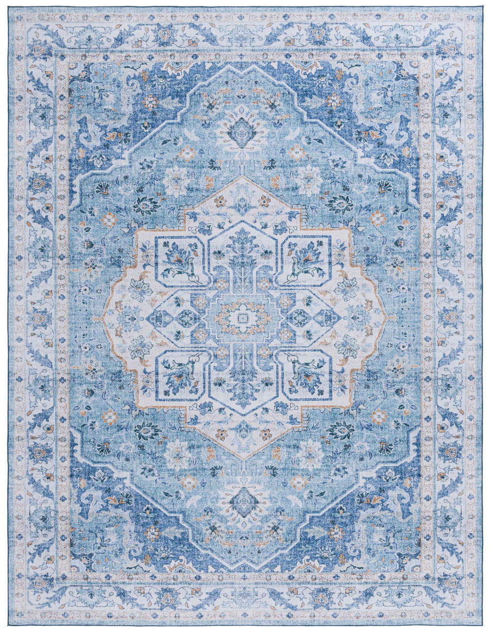 Safavieh Tucson Versatile Machine Washable Rug - Stylish Slip Resistant Design Perfect For Any Space Light Blue ,Blue Polyester Pile Tsn118l-26