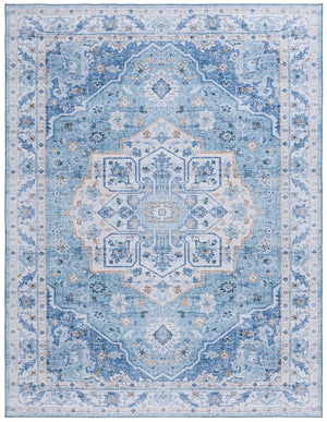Safavieh Tucson Versatile Machine Washable Rug - Stylish Slip Resistant Design Perfect For Any Space Light Blue ,Blue Polyester Pile Tsn118l-26