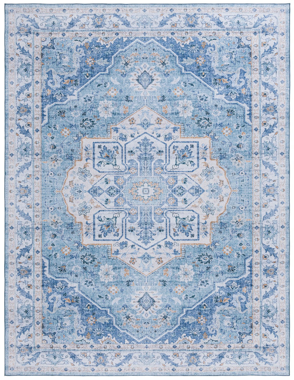 Safavieh Tucson Versatile Machine Washable Rug - Stylish Slip Resistant Design Perfect For Any Space Light Blue ,Blue Polyester Pile Tsn118l-26