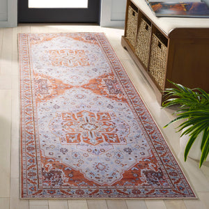 Safavieh Tucson Exquisite Round Area Rug - Elegant Design, Machine Washable, Slip Resistant & Durable Comfort Rust ,Ivory Polyester Pile Tsn118q-8