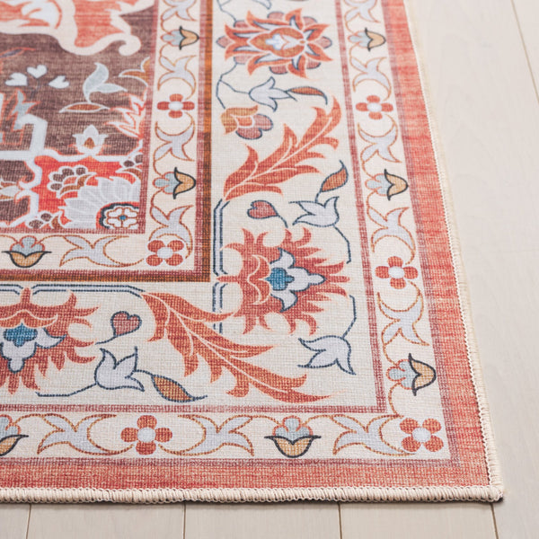 Safavieh Tucson Traditional Oval Area Rug – Elegant Design, Machine Washable, Slip Resistant For Any Room Rust ,Ivory Polyester Pile Tsn118q-5