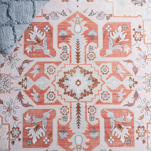 Safavieh Tucson Traditional Oval Area Rug – Elegant Design, Machine Washable, Slip Resistant For Any Room Rust ,Ivory Polyester Pile Tsn118q-5