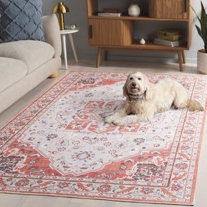 Safavieh Tucson 6'X6' Rust Ivory Square Rug — Machine-Washable, Low-Profile Oriental Design, Slip-Resistant TSN118Q-6SQ