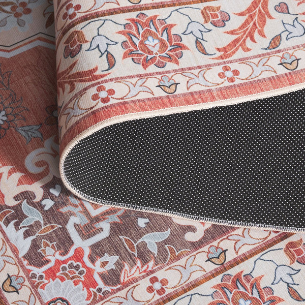 Safavieh Tucson Traditional Oval Area Rug – Elegant Design, Machine Washable, Slip Resistant For Any Room Rust ,Ivory Polyester Pile Tsn118q-5