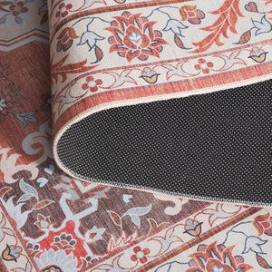 Safavieh Tucson Exquisite Round Area Rug - Elegant Design, Machine Washable, Slip Resistant & Durable Comfort Rust ,Ivory Polyester Pile Tsn118q-8