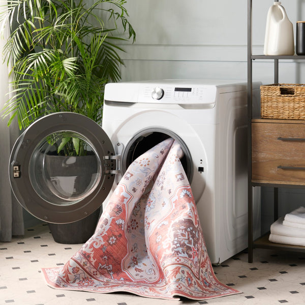 Safavieh Tucson Exquisite Round Area Rug - Elegant Design, Machine Washable, Slip Resistant & Durable Comfort Rust ,Ivory Polyester Pile Tsn118q-8