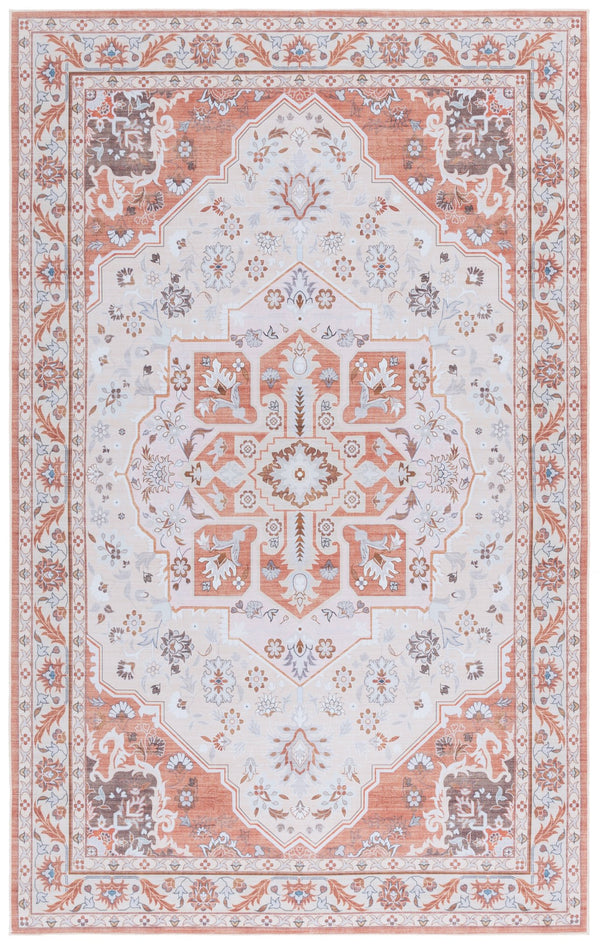 Safavieh Tucson Traditional Oval Area Rug – Elegant Design, Machine Washable, Slip Resistant For Any Room Rust ,Ivory Polyester Pile Tsn118q-5