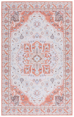 Safavieh Tucson Exquisite Round Area Rug - Elegant Design, Machine Washable, Slip Resistant & Durable Comfort Rust ,Ivory Polyester Pile Tsn118q-8