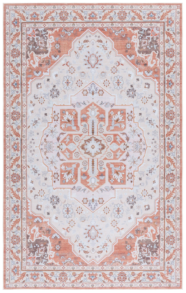 Safavieh Tucson 6'X6' Rust Ivory Square Rug — Machine-Washable, Low-Profile Oriental Design, Slip-Resistant TSN118Q-6SQ