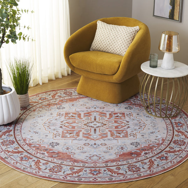 Safavieh Tucson Traditional Oval Area Rug – Elegant Design, Machine Washable, Slip Resistant For Any Room Rust ,Ivory Polyester Pile Tsn118q-6r