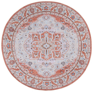 Safavieh Tucson Exquisite Round Area Rug - Elegant Design, Machine Washable, Slip Resistant & Durable Comfort Rust ,Ivory Polyester Pile Tsn118q-8