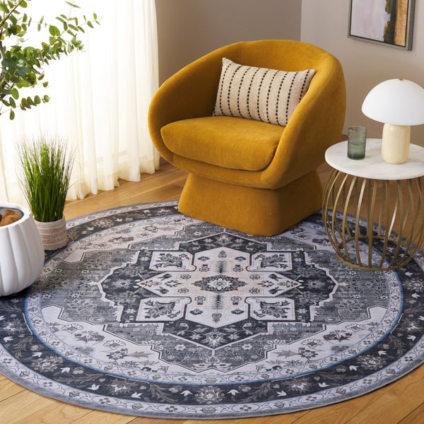 Safavieh Tucson Exquisite Round Area Rug - Elegant Design, Machine Washable, Slip Resistant & Durable Comfort Olive ,Ivory Polyester Pile Tsn118x-8