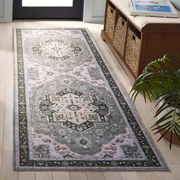 Safavieh Tucson Exquisite Round Area Rug - Elegant Design, Machine Washable, Slip Resistant & Durable Comfort Green ,Light Green Polyester Pile Tsn118y-8