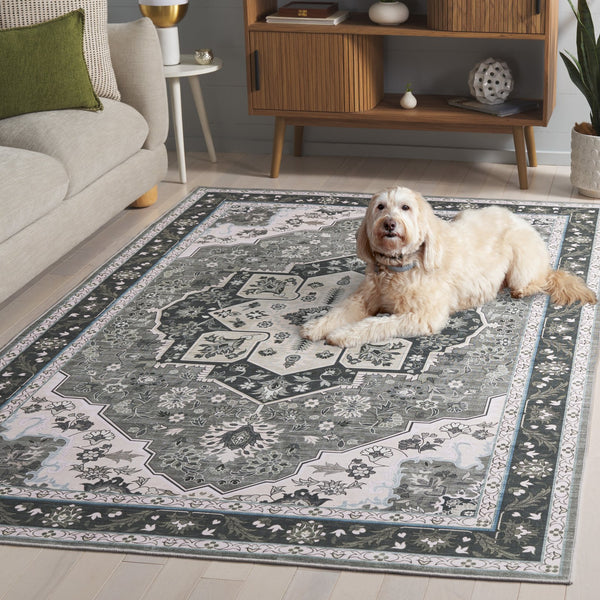 Safavieh Tucson Traditional Oval Area Rug – Elegant Design, Machine Washable, Slip Resistant For Any Room Green ,Light Green Polyester Pile Tsn118y-5