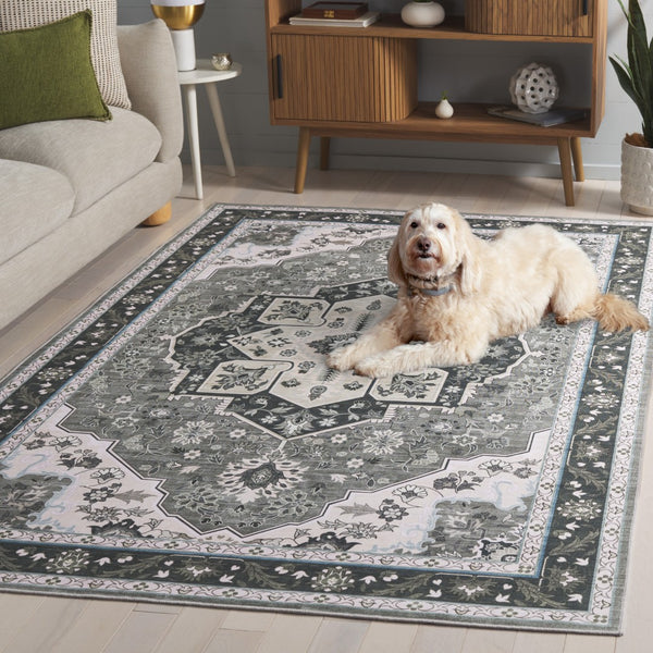 Safavieh Tucson Exquisite Round Area Rug - Elegant Design, Machine Washable, Slip Resistant & Durable Comfort Green ,Light Green Polyester Pile Tsn118y-8