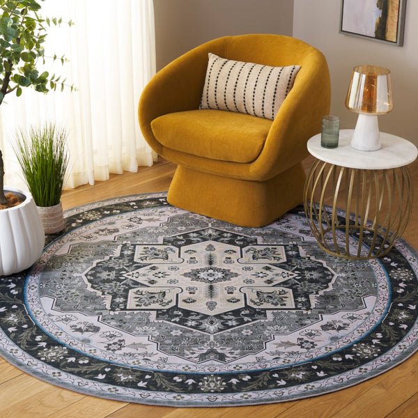 Safavieh Tucson Exquisite Round Area Rug - Elegant Design, Machine Washable, Slip Resistant & Durable Comfort Green ,Light Green Polyester Pile Tsn118y-8