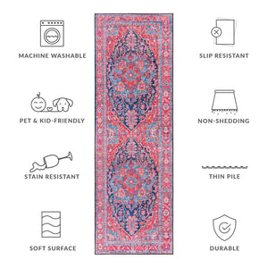 Safavieh Tucson Traditional Persian Rug - Elegant Home Décor With Timeless Design, Machine Washable & Safe Navy ,Red Polyester Pile Tsn121n-10