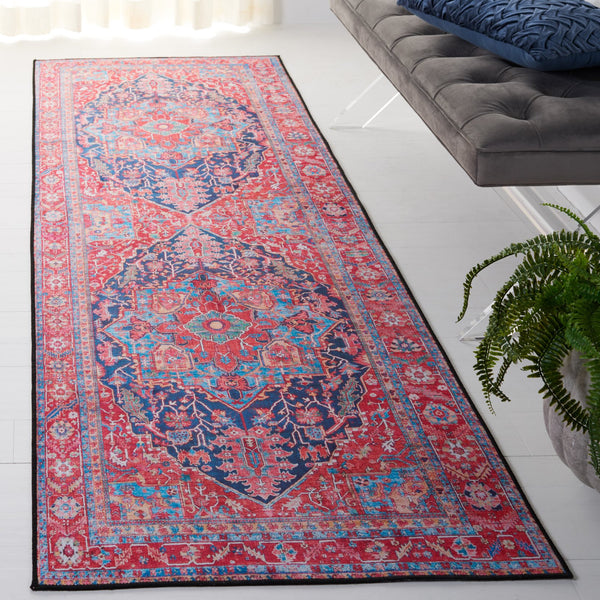 Safavieh Tucson Traditional Persian Rug - Elegant Home Décor With Timeless Design, Machine Washable & Safe Navy ,Red Polyester Pile Tsn121n-10