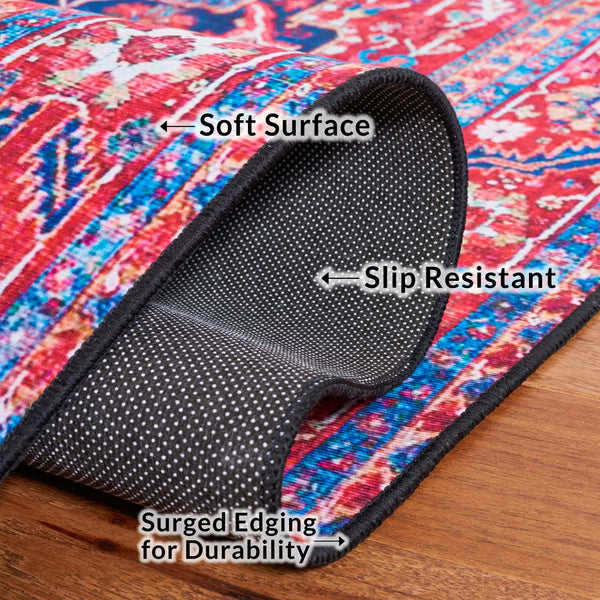 Safavieh Tucson Traditional Persian Rug - Elegant Home Décor With Timeless Design, Machine Washable & Safe Navy ,Red Polyester Pile Tsn121n-10