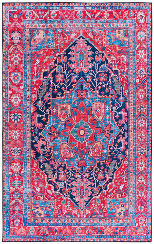 Safavieh Tucson Traditional Persian Rug - Elegant Home Décor With Timeless Design, Machine Washable & Safe Navy ,Red Polyester Pile Tsn121n-10