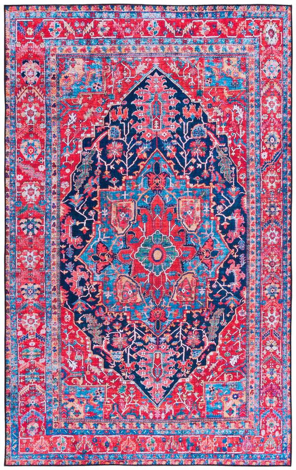 Safavieh Tucson Traditional Persian Rug - Elegant Home Décor With Timeless Design, Machine Washable & Safe Navy ,Red Polyester Pile Tsn121n-10