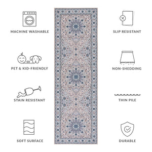 Safavieh Tucson Traditional Area Rug - Elegant Floral Design, Machine Washable, Slip Resistant, Durable Comfort Beige ,Green Polyester Pile Tsn123b-26