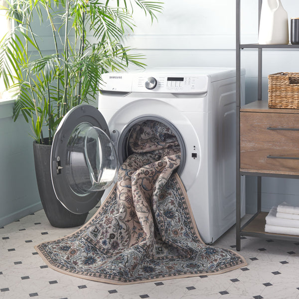 Safavieh Tucson Traditional Area Rug - Elegant Floral Design, Machine Washable, Slip Resistant, Durable Comfort Beige ,Green Polyester Pile Tsn123b-26