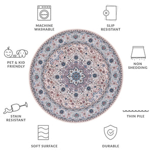 Safavieh Tucson Traditional Area Rug - Elegant Floral Design, Machine Washable, Slip Resistant, Durable Comfort Beige ,Green Polyester Pile Tsn123b-26