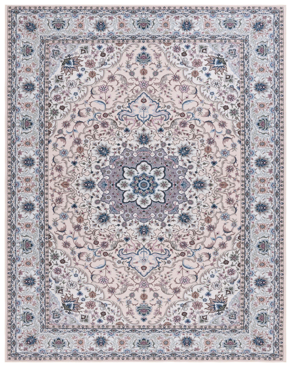 Safavieh Tucson Traditional Area Rug - Elegant Floral Design, Machine Washable, Slip Resistant, Durable Comfort Beige ,Green Polyester Pile Tsn123b-26
