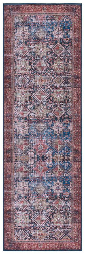 Safavieh Tucson Traditional Power Loomed Rug - Elegant Machine Washable Design With Slip-resistant Features Navy ,Rust Polyester Pile Tsn124n-218