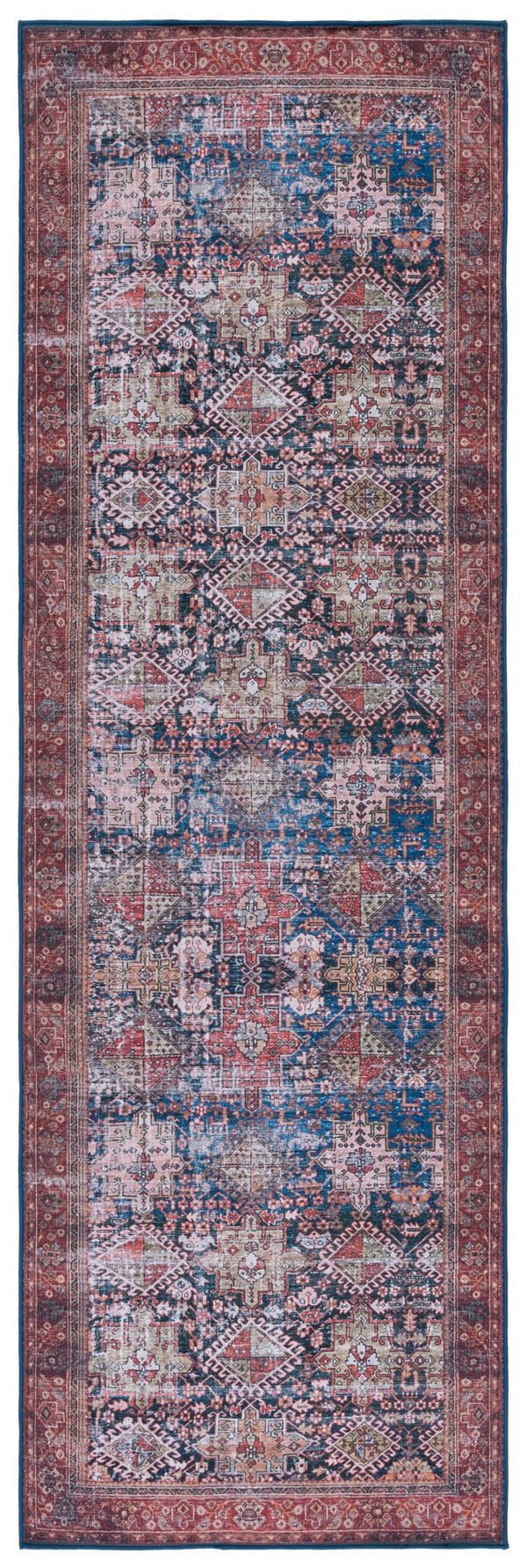 Safavieh Tucson Traditional Power Loomed Rug - Elegant Machine Washable Design With Slip-resistant Features Navy ,Rust Polyester Pile Tsn124n-218