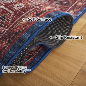 Safavieh Tucson Traditional Power Loomed Rug - Elegant Machine Washable Design With Slip-resistant Features Navy ,Rust Polyester Pile Tsn124n-218