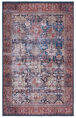 Safavieh Tucson Traditional Power Loomed Rug - Elegant Machine Washable Design With Slip-resistant Features Navy ,Rust Polyester Pile Tsn124n-218