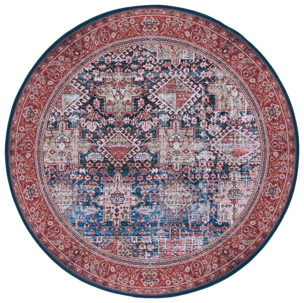 Safavieh Tucson Traditional Power Loomed Rug - Elegant Machine Washable Design With Slip-resistant Features Navy ,Rust Polyester Pile Tsn124n-218