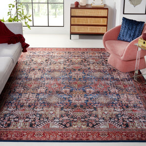 Safavieh Tucson Traditional Power Loomed Rug - Elegant Machine Washable Design With Slip-resistant Features Navy ,Rust Polyester Pile Tsn124n-218