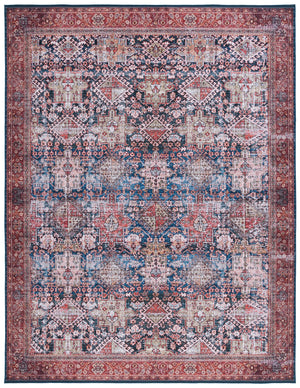 Safavieh Tucson Traditional Power Loomed Rug - Elegant Machine Washable Design With Slip-resistant Features Navy ,Rust Polyester Pile Tsn124n-218