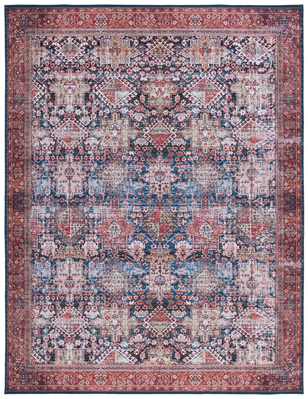 Safavieh Tucson Traditional Power Loomed Rug - Elegant Machine Washable Design With Slip-resistant Features Navy ,Rust Polyester Pile Tsn124n-218