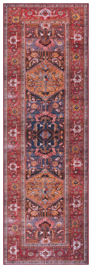 Safavieh Tucson Traditional Runner Rug - Elegant Navy And Rust Design, Machine Washable & Slip Resistant Navy ,Rust Polyester Pile Tsn127n-5ov