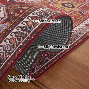 Safavieh Tucson Traditional Runner Rug - Elegant Navy And Rust Design, Machine Washable & Slip Resistant Navy ,Rust Polyester Pile Tsn127n-5ov