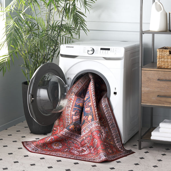 Safavieh Tucson Traditional Runner Rug - Elegant Navy And Rust Design, Machine Washable & Slip Resistant Navy ,Rust Polyester Pile Tsn127n-5ov