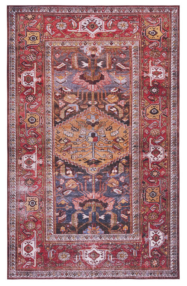 Safavieh Tucson 127 M/W S/R Power Loomed Traditional Rug Navy / Rust 8' x 8' Square
